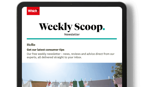Image of a ipad showing the Which? Weekly Scoop newsletter